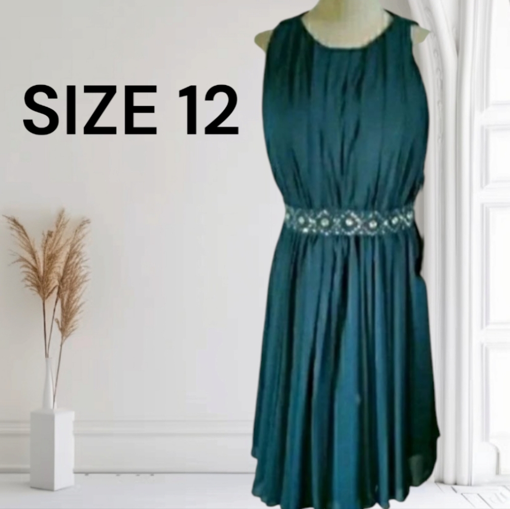 NWT DRESS ROMAN Inspired Teal Sleeveless Wedding Bridesmaids Dress 12 Women's
